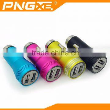 2016 new design multi-color metal housing 5v 2.1a car phone charger