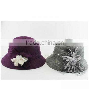 2015 Grey New Fashion Fedora Cap Handmade Straw Hats High Quality Old Women Bucket Flower photo-5