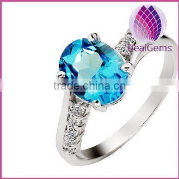 Hot sale 2015 new style natural blue topaz 925 sterling silver ring