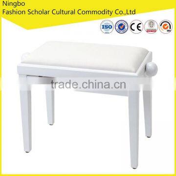 wooden glossy white ajustable piano bench