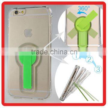 360 degree Round plastic bracket Transparent tpu back cover cell Phone accessory case For apple iphone 6 6S plus