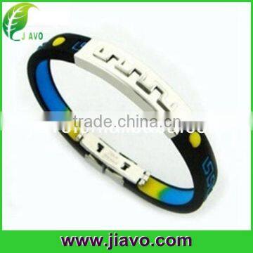 2015 hot selling magnetic stainless steel silicone bracelet with top quality