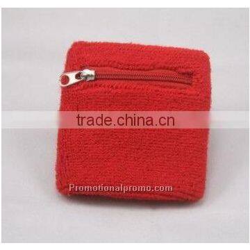 Promotional Custom Design Zipper Cotton Sports Wristband