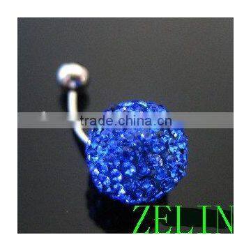 blue dice gem navel belly ring ,316L body jewelry navel rings