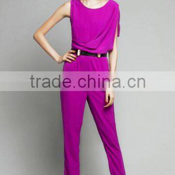 OEM Service High Fashion Womens Clothing Sleeveless Summer Chiffon Ladies Jumpsuit