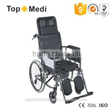 U shape commode seat and elevating footrest commode wheelchair for disable