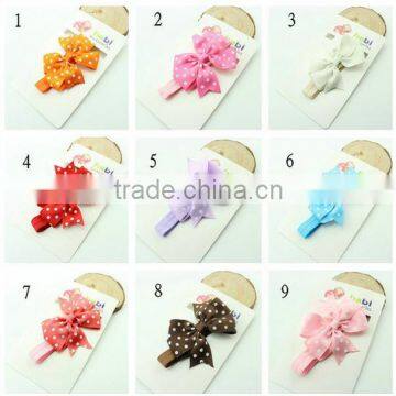 handmade elastic fancy polka dot chiffon flower crochet headband for baby