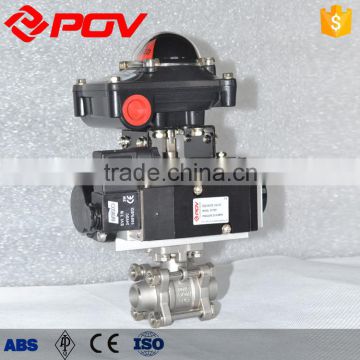 ss304 3pc weld pneumatic ball valves with limit switch