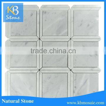 4x4 Carrara White Square Pattern 12x12 Polished Mosaic Tiles