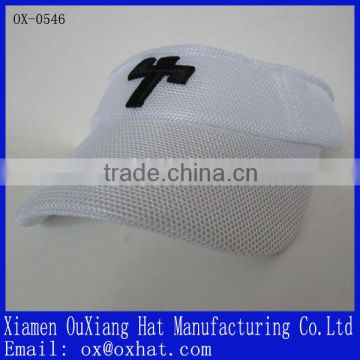 2014 manufacturer customized embroidery white mesh sun visor