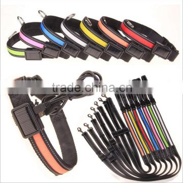 Led Pet Collar and leash Manufactures , Led solar Dog Collar, Adjustable Led Dog Collar