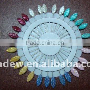 55mm Assorted Colors Leaf Shape Pearl Plastic Head Pin