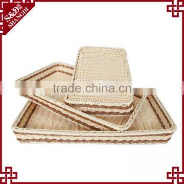 Supermarket Equipment Wicker Plastic Bread Tray Rattan Fruit Display Basket photo-6