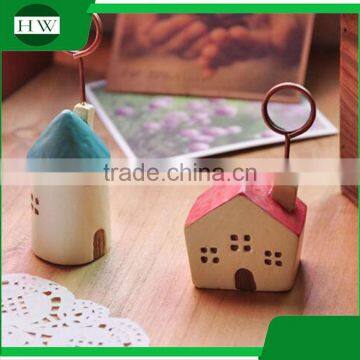 Cheap Mini Resin Cartoon Antique Tower Clock Photo Name Business Card Holder photo-5