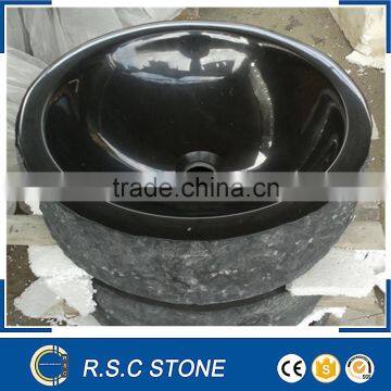Black granite stone bathroom round sink