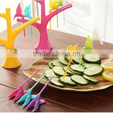 CY119 Plastic Creative Fruit Fork Bird Tree Decorative Household Daily Necessities Dessert Forks photo-4