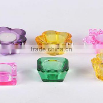 snow flower shape glass candlestick for christmas