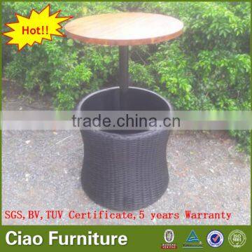 Rattan home garden accessory beer bucket with plastic wood table