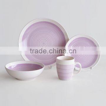 16pcs Coupe Dinnerware Set, Stoneware With Handpainting photo-3