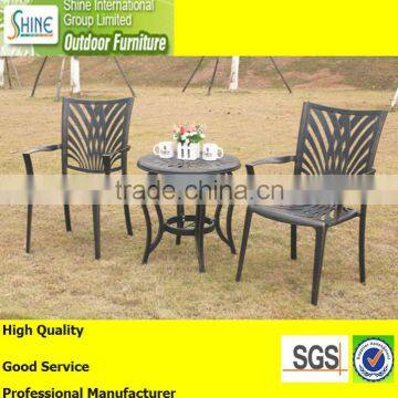 Outdoor furniture black casting aluminum chairs with table(2+1)for garden furniture,living room furniture