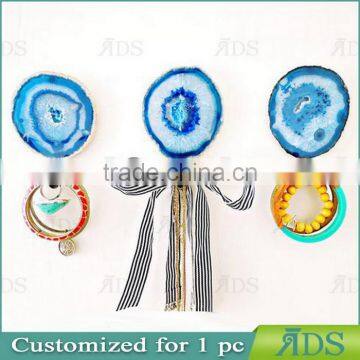 2017 White Wooden Frame Shadow Box Wall Art With Blue Agate Stone photo-3