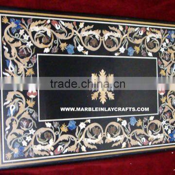 Black Marble Inlay Dining Table Top, Marble Inlay Dining Table Tops