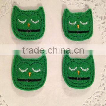 Hot sell Adorable Green St. Patrick's Day Min Felt Applique Owls made in China