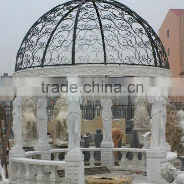 Outdoor Garden Decoration Lady Stone Carving Marble Gazebo With Column photo-3