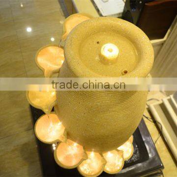 Garden Design Resin White Water Features Show With LED Lights Fountain
