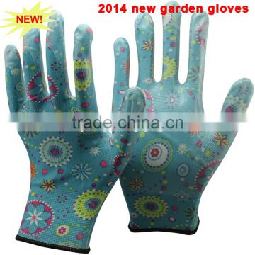 NMSAFETY flower print pu garden gloves