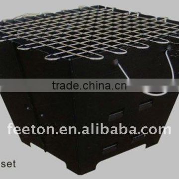 chromed built in barbecue net easily cleaned folded charcoal grill oven