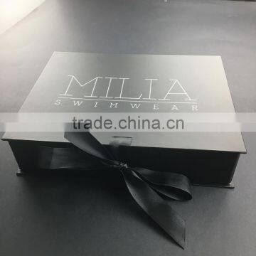 Luxury Matte Black Swim Wear Box Ribbon Foldable