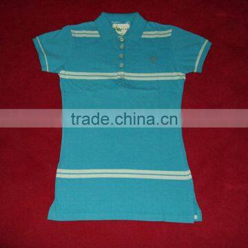 High end quality yarn dyed women short sleeve polo shirt