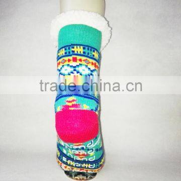 Ladies Chunky Thermal Knitted Fluffy Fleece Lined Fairisle Pattern Winter Slipper Socks photo-4