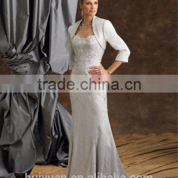 2 pieces long sleeve beaded formal white evening gowns