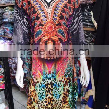 MULTICOLOR DIGITAL print crepe silk kaftan CAFTAN tunic poncho blouse