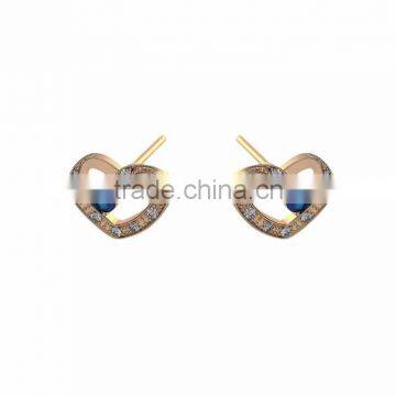 Gold Plated Fancy Small Gemstone Heart Earrings