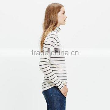 Slim Turtleneck Top in Cento Stripe Ladies t Shirt photo-2