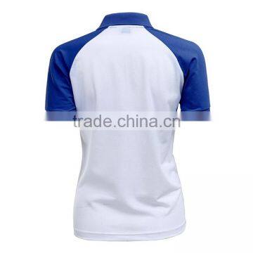 Women Slim Fit Sport Blank Blue And White 100 Polyester Microfiber Polo Shirt photo-4