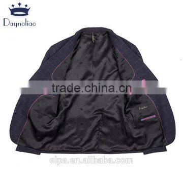 Daynoliao Latest Design 3 Pieces Business Suits Wholesale Navy Check Slim Men Suits for Wedding photo-5