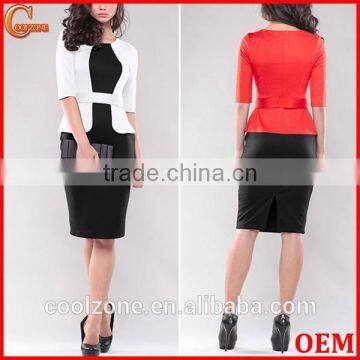 Contrast Business Woman Dress Formal Ladies Office Wear Dresses Dress photo-1