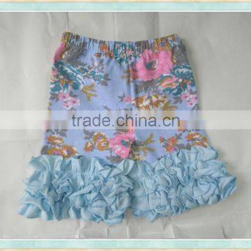 factory direct wholesale children clothes bule ruffle kintted shorts kids wear children boutique clothing