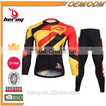 BEROY cycling long sleeve jersey and pants set,100 polyester china cycling team jersey