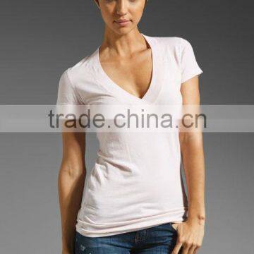 women's contrast deep v sports tee shirt