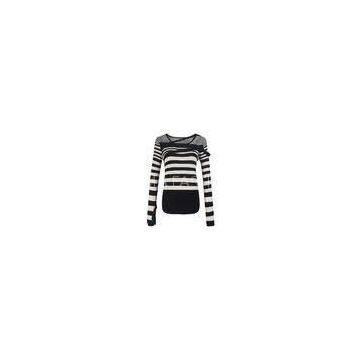 Customized Nylon Striped fall sweaters women long sleeved sweater