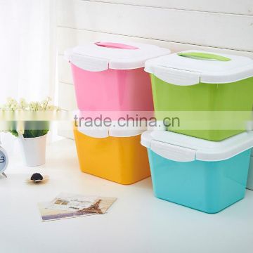 plastic clothes storage basket with lid