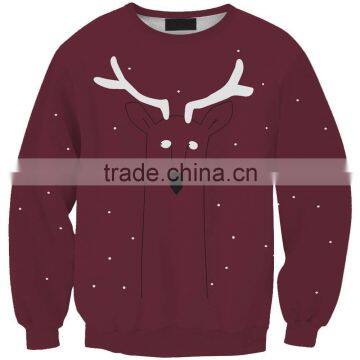 Wholesale deer pattern women's sweatshirts without hood for Cristmas