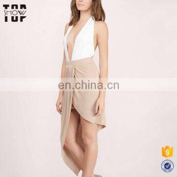 OEM dress factory asymmetrical nude skirts women 2017