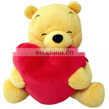 2018 New Gift Plush Soft Valentine Teddy Bear With Red Heart Cartoon Cute Stuffed Plush Toy Yellow Teddy Bear For Valentine