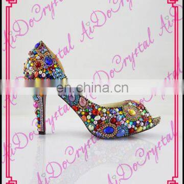 Aidocrystal Handmade Top Quality Sex Diamond Lady Wedding Shoes Match Dress High Heel Wedding Dress Shoes